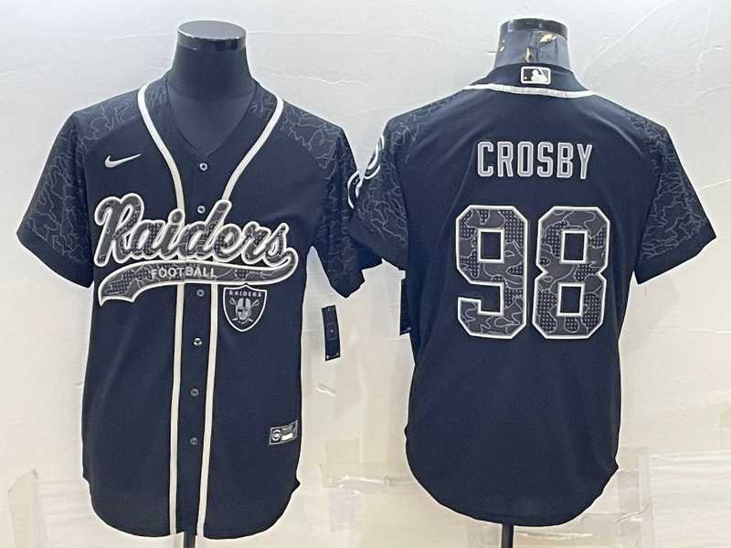Mens Las Vegas Raiders #98 Maxx Crosby Black Reflective Limited Stitched Football Jersey->las vegas raiders->NFL Jersey